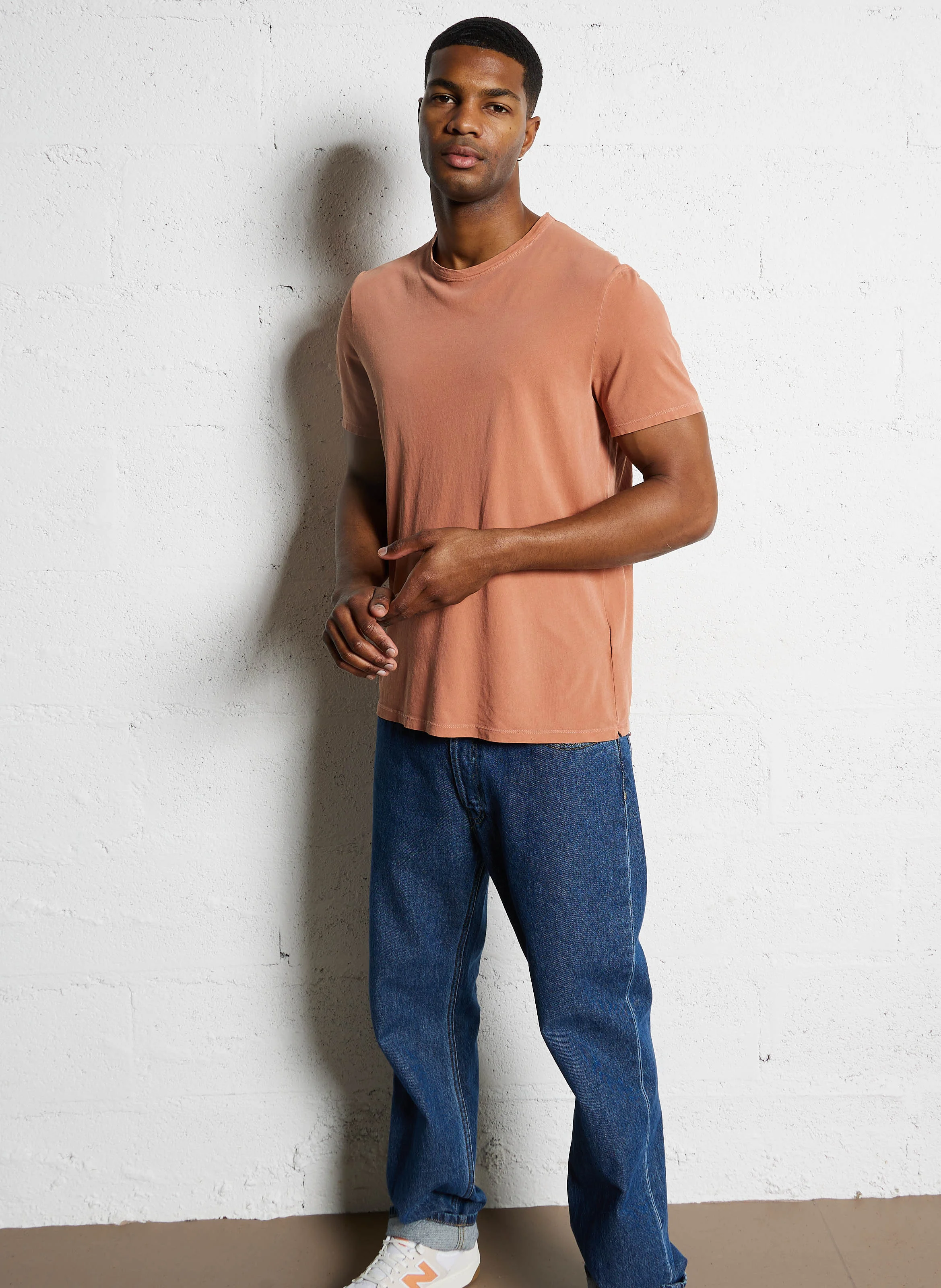 DEVON - Tee-shirt col rond droit en coton | Orange