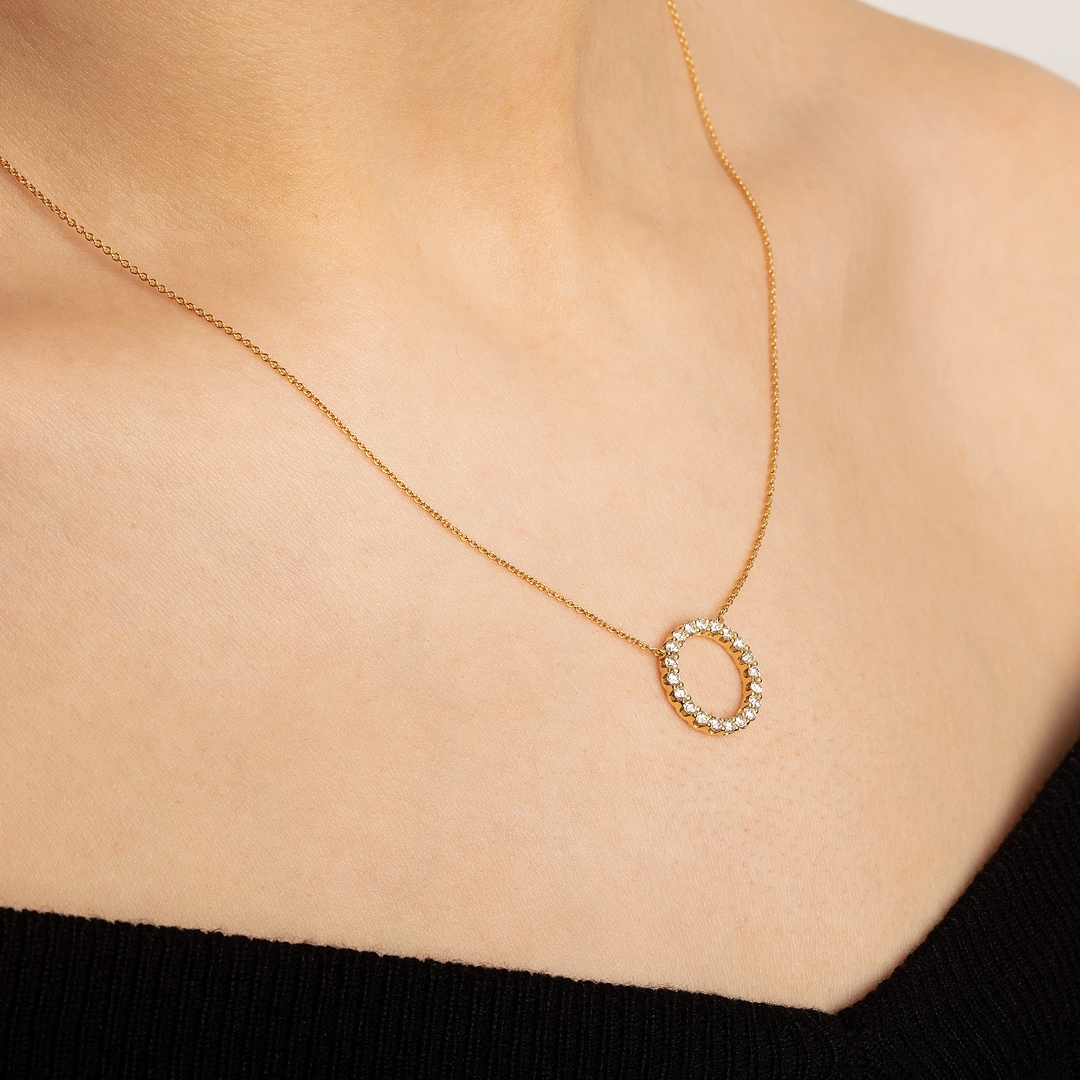Collier 750/18 K Gelbgold mit Diamanten 0.50 ct H/si