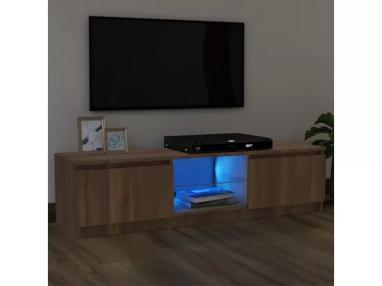 Meuble TV avec lumières LED chêne marron 120x30x35,5 cm