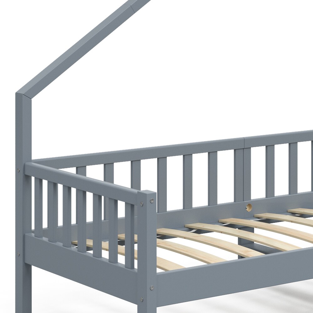 VitaliSpa Hausbett Kinderbett Spielbett Noemi 90x200cm Anthrazit Rausfallschutz