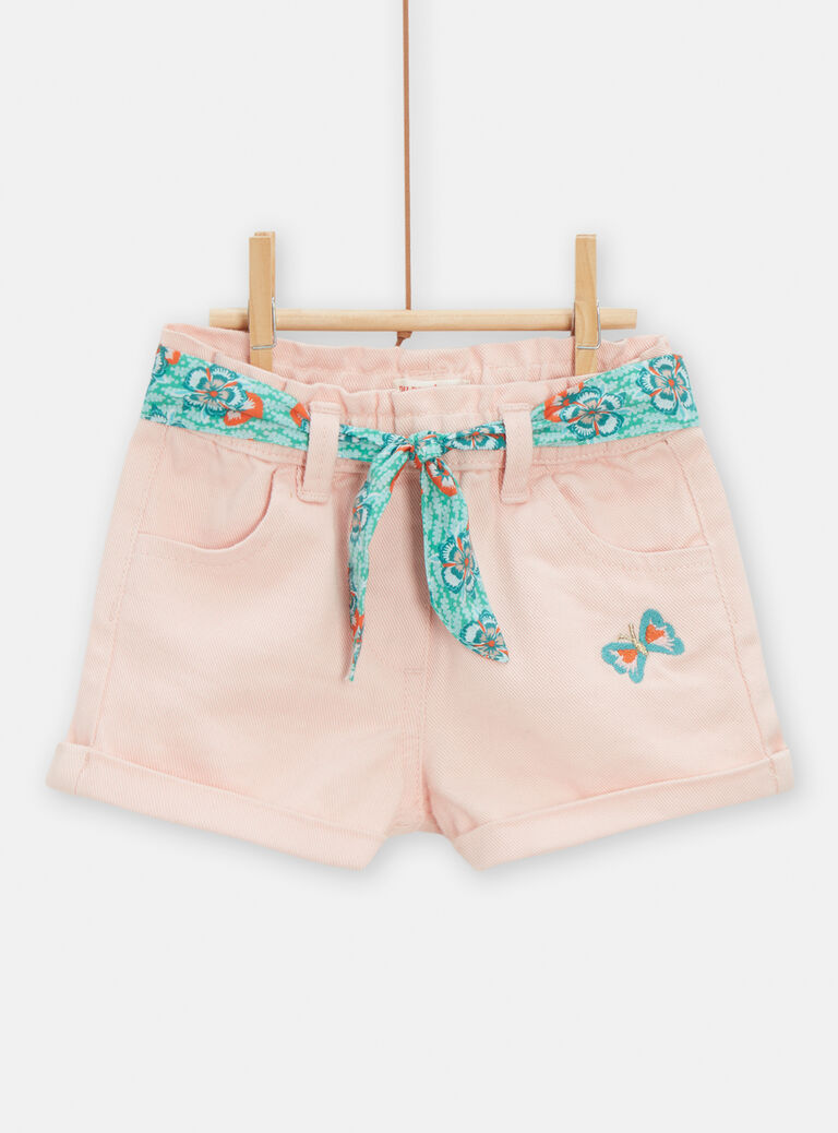 Short en denim rose pour bébé fille