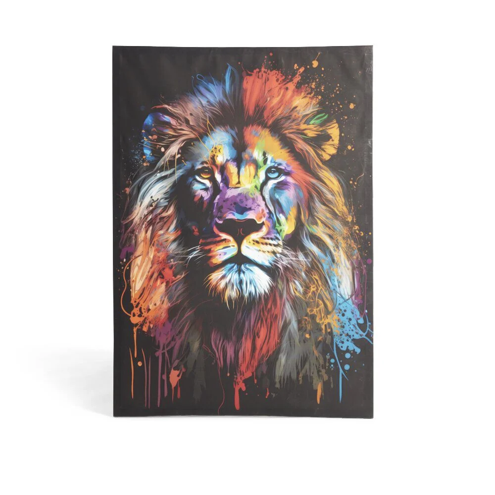 Toile imprimée lion multicolore 70x100cm