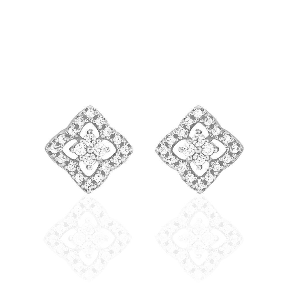 Boucles D'oreilles Puces Abigail Argent Blanc Oxyde De Zirconium