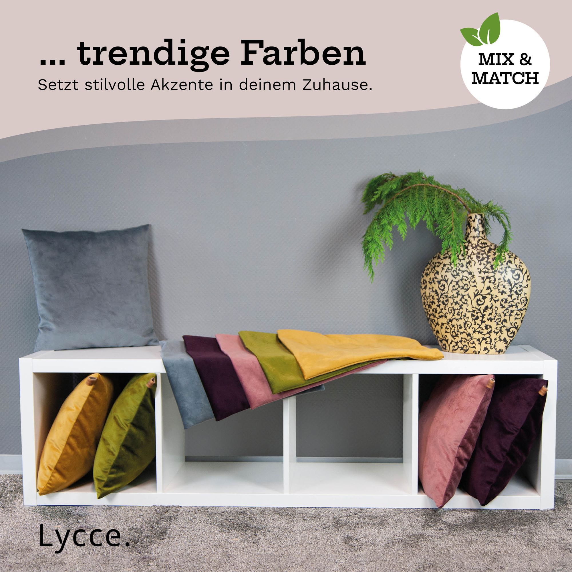 Lycce Kissenbezüge FUNDA 50x50 Retro Samt Kissenhülle Dekokissen-bezug