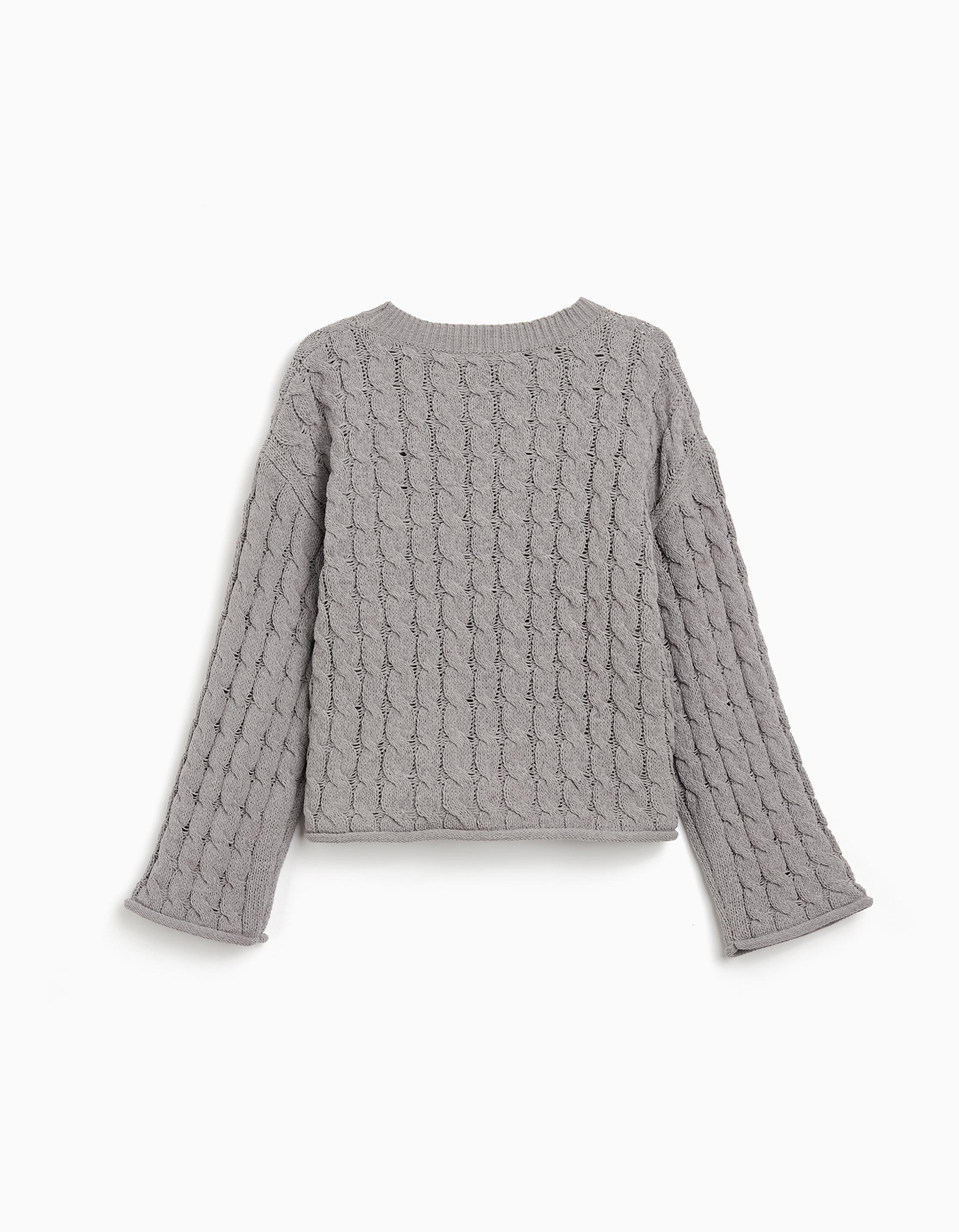 Camisola de Malha, Menina, Cinzento