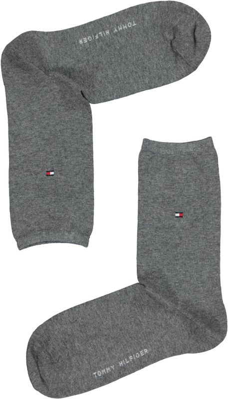 Tommy Hilfiger - Check - Sportsokken - Midden Grijs en Zwart - 2-pack