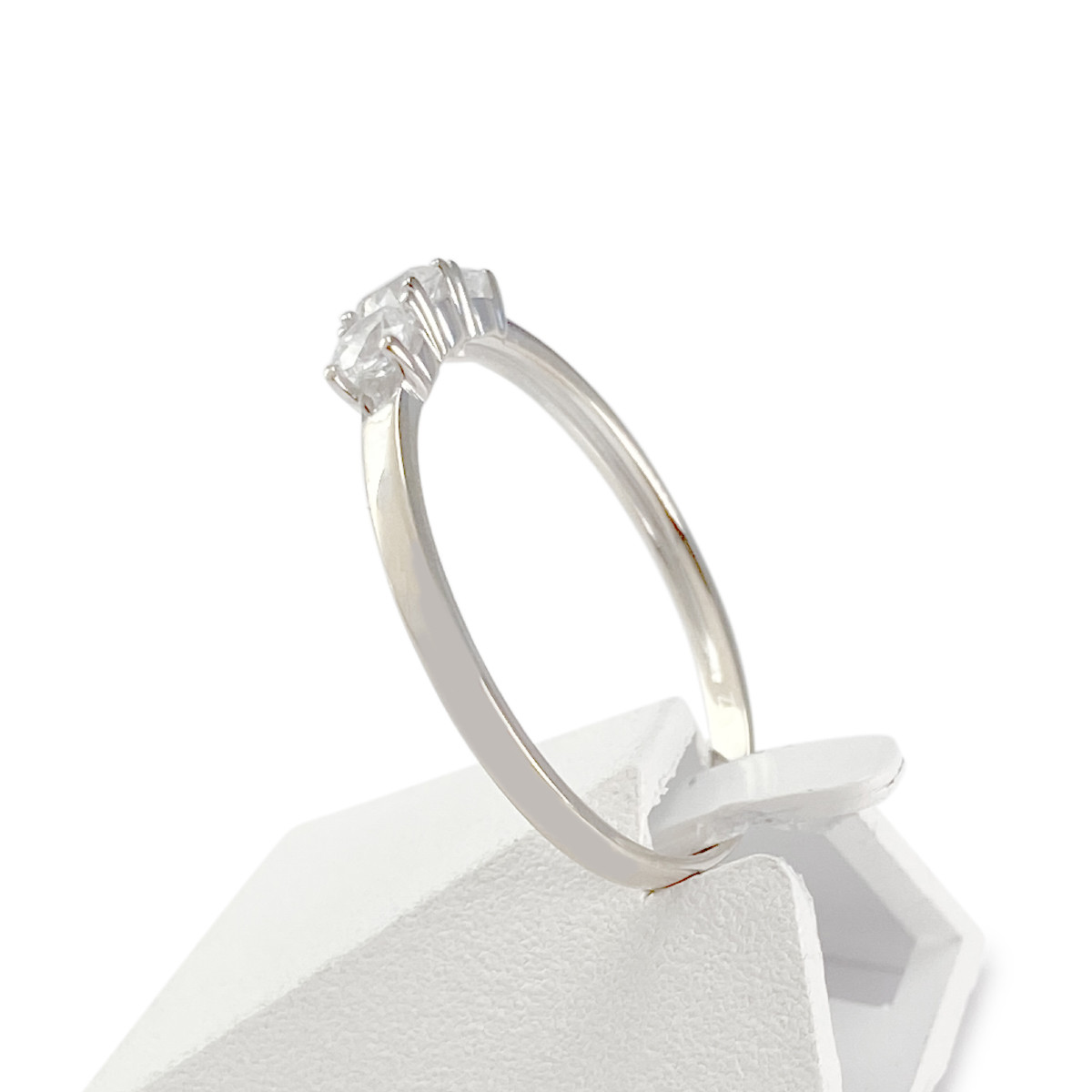 Bague d'occasion or 375 blanc zirconias
