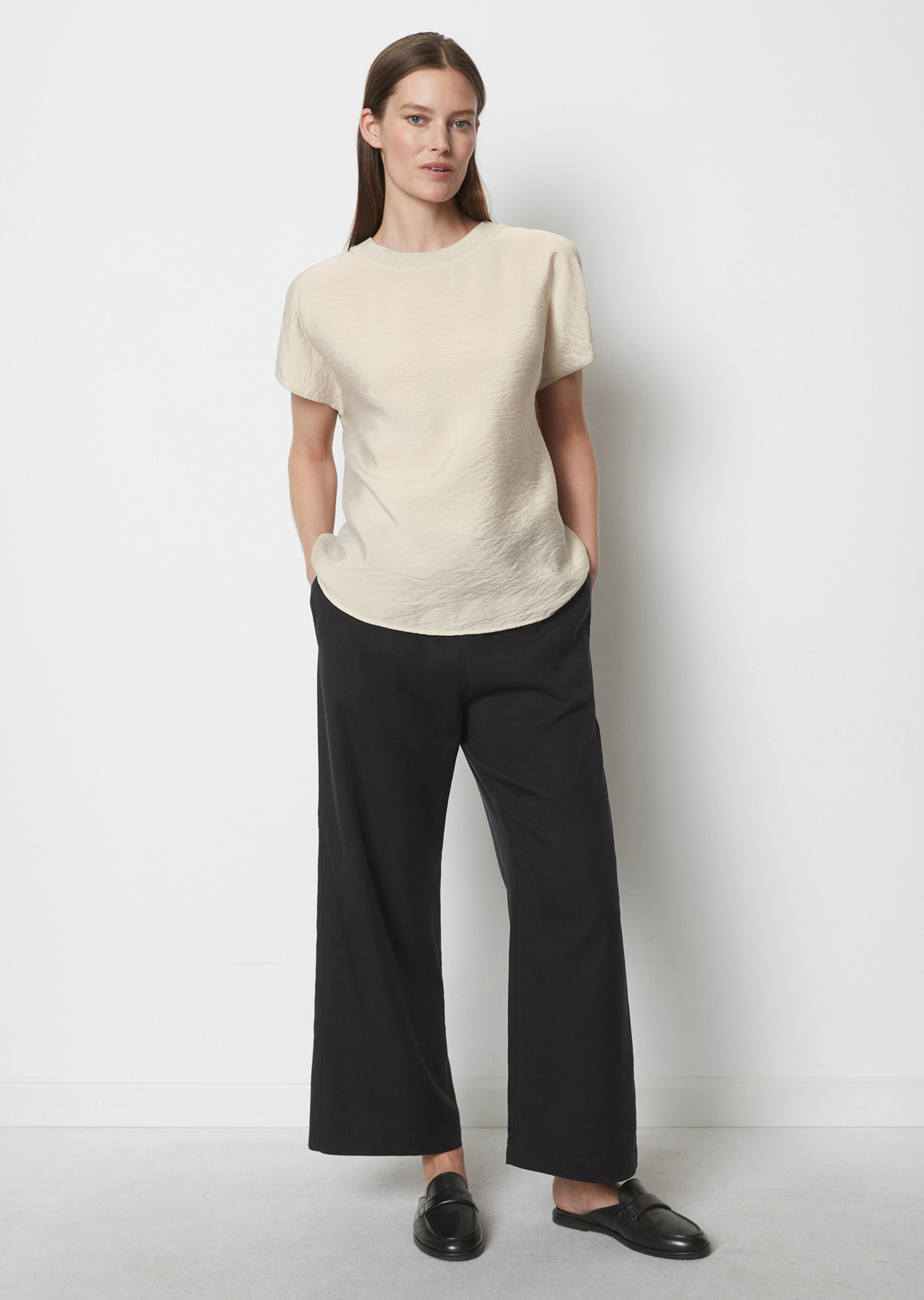 Blusenshirt regularaus Viskose-Mix-Crinkle