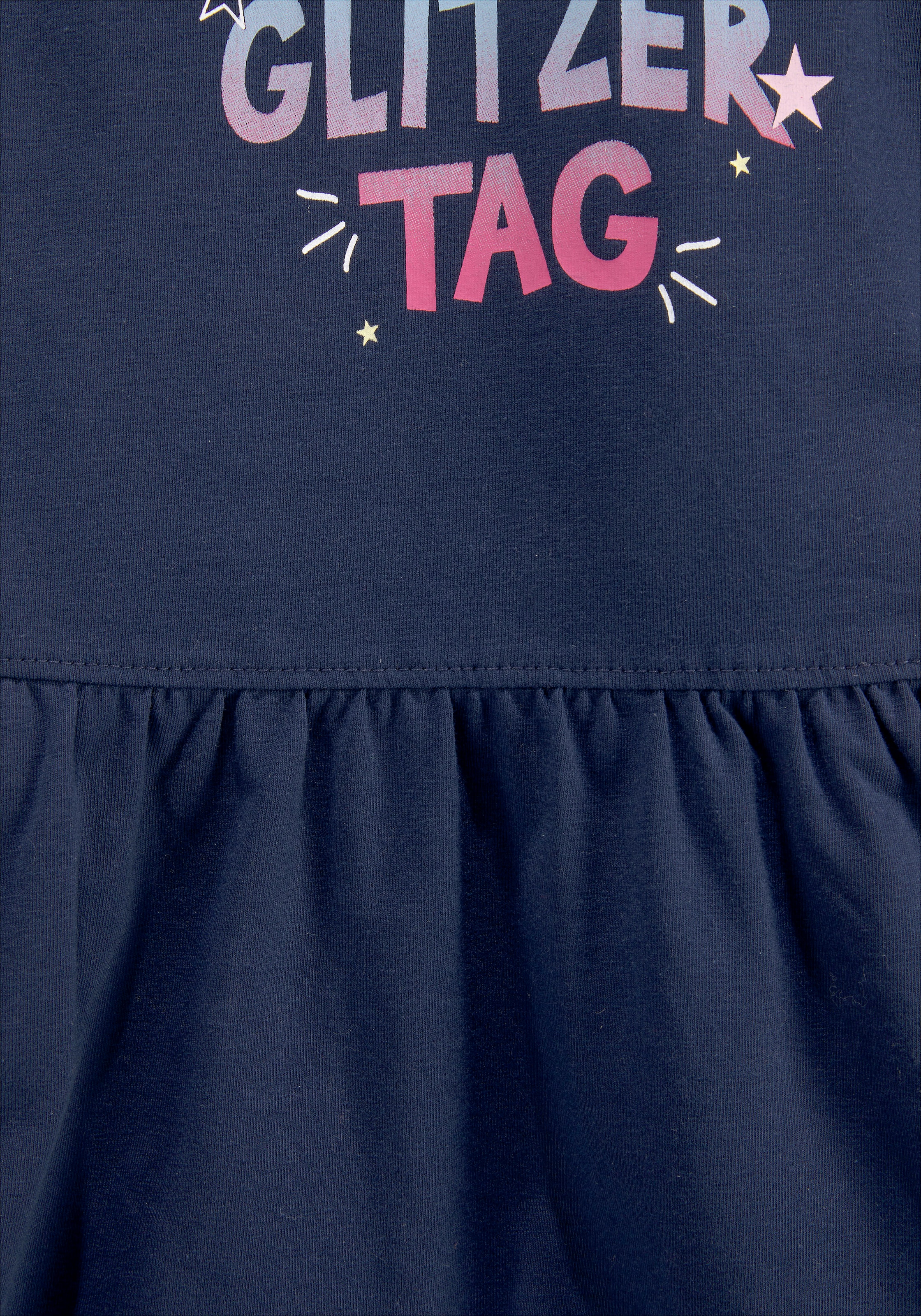 KIDSWORLD Jerseykleid »HAPPY GLITZER TAG« kniefreie Länge,  verspielter Look,  aus Baumwollmischung