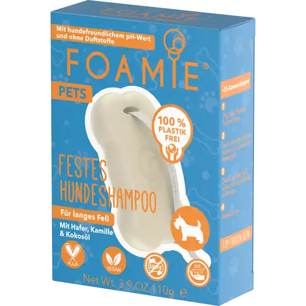 Festes Hundeshampoo für langes Fell