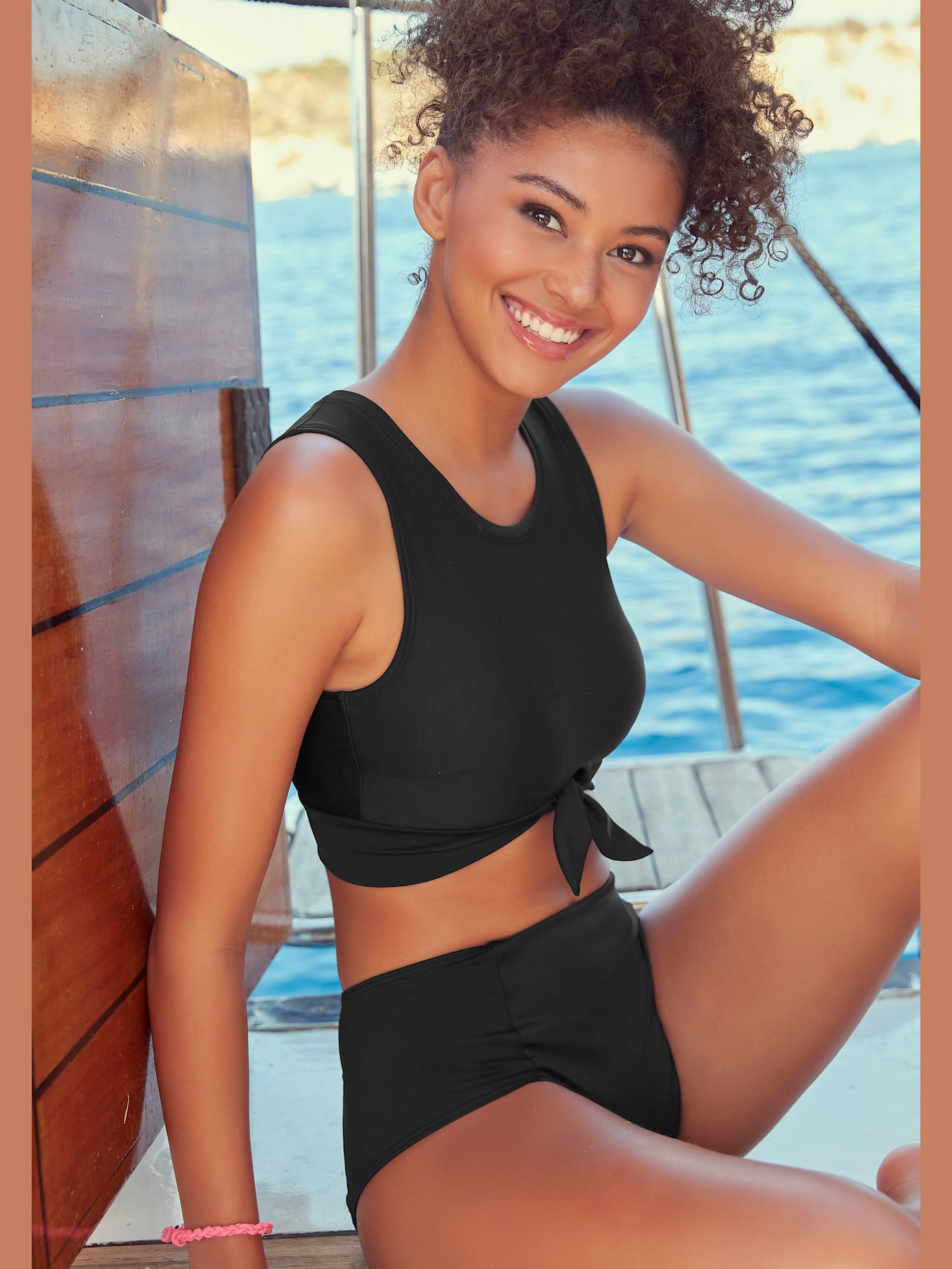 Bas de maillot de bain taille haute coloris unis tendance
