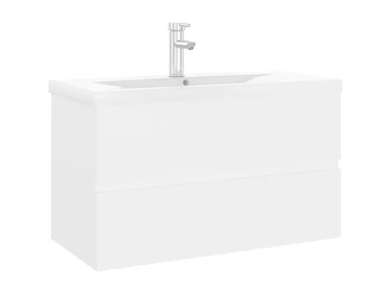 Armoire d'évier avec lavabo intégré blanc bois d'ingénierie
