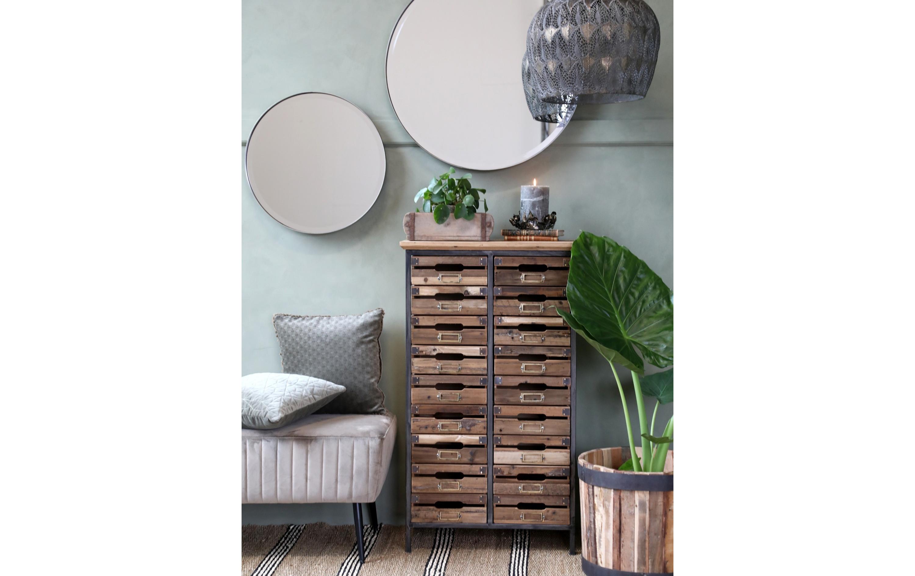Kommode mit 18 Schubladen 105 x 61 cm, Nature/Schwarz<br>Holzkommode mit Etikettenhaltern