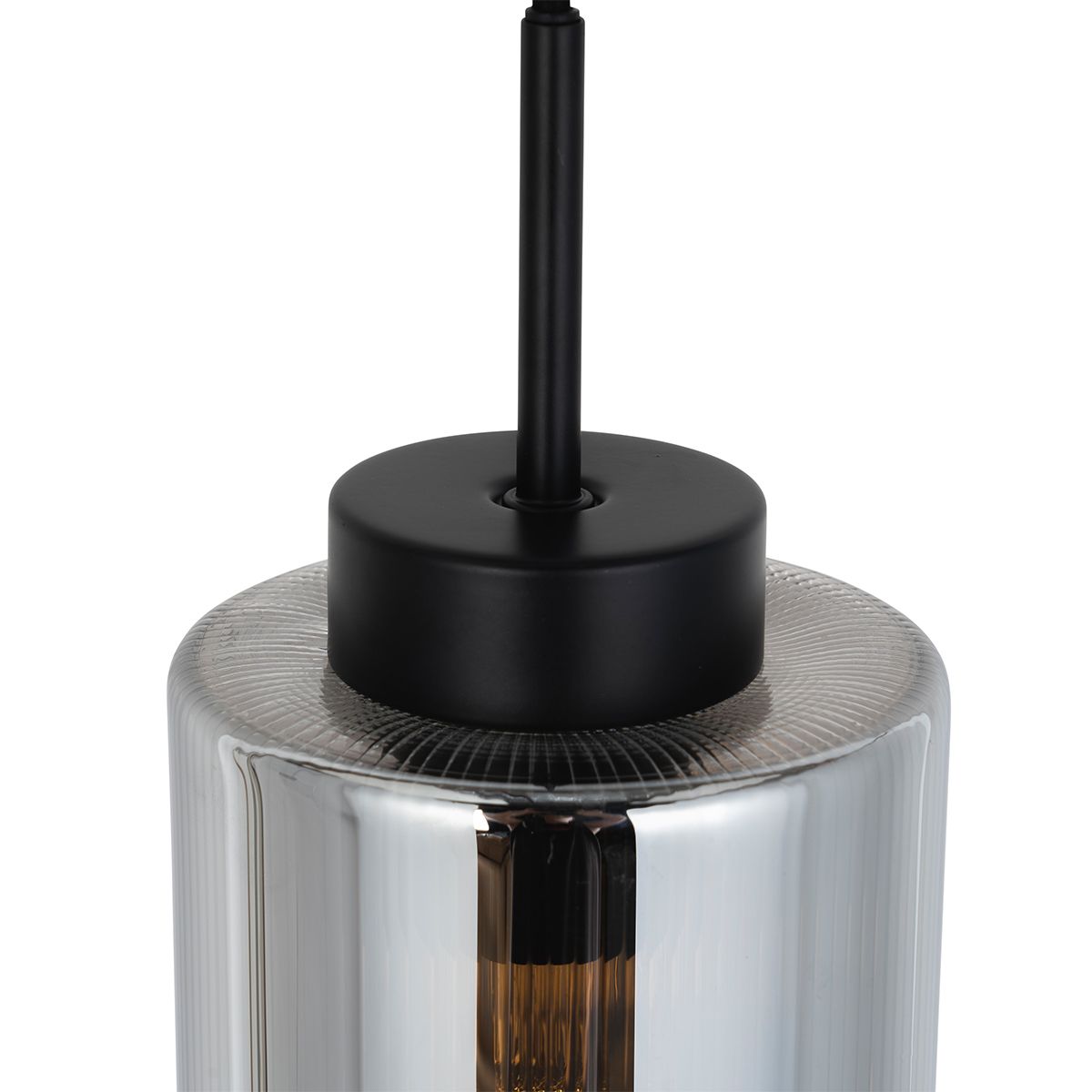 Art Deco hanglamp zwart met smoke glas - Laura