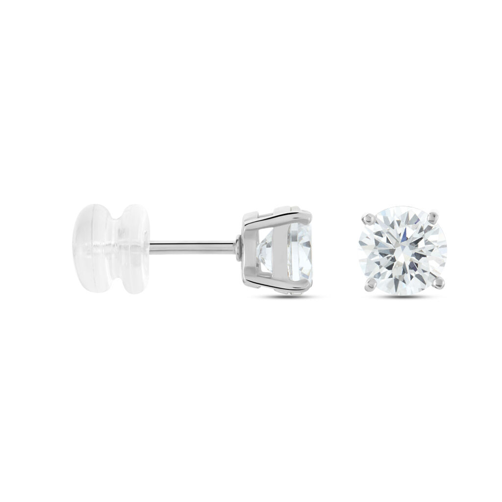 Boucles D'oreilles Puces Or Blanc Katherina Oxyde De Zirconium