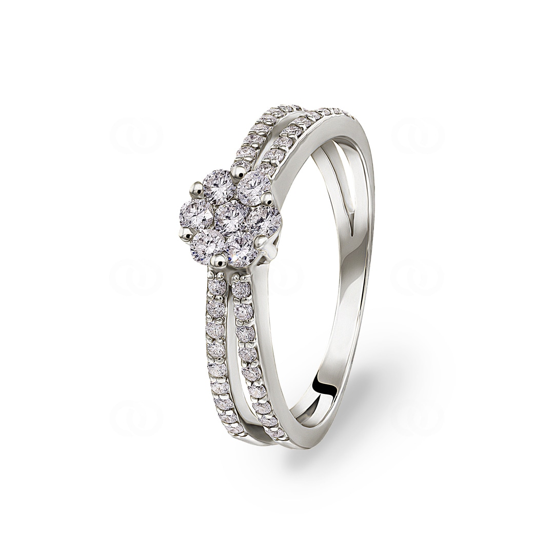 Verlobungsring 750/18 K Weissgold mit Diamanten 0.42 ct H/si