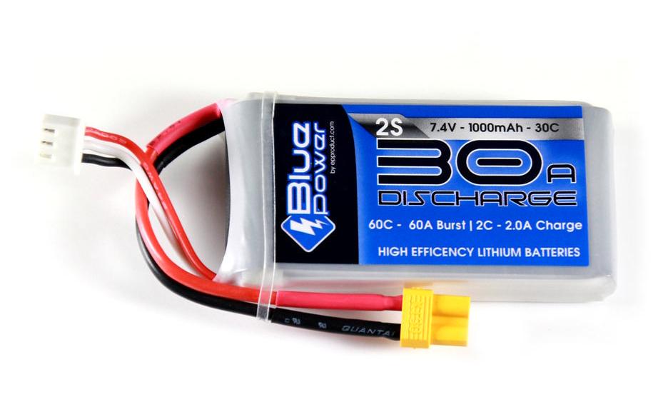 RC-Akku LiPo 1000 mAh 7.4 V 30C BluePower2S LiPo-Akku für Flugmodelle