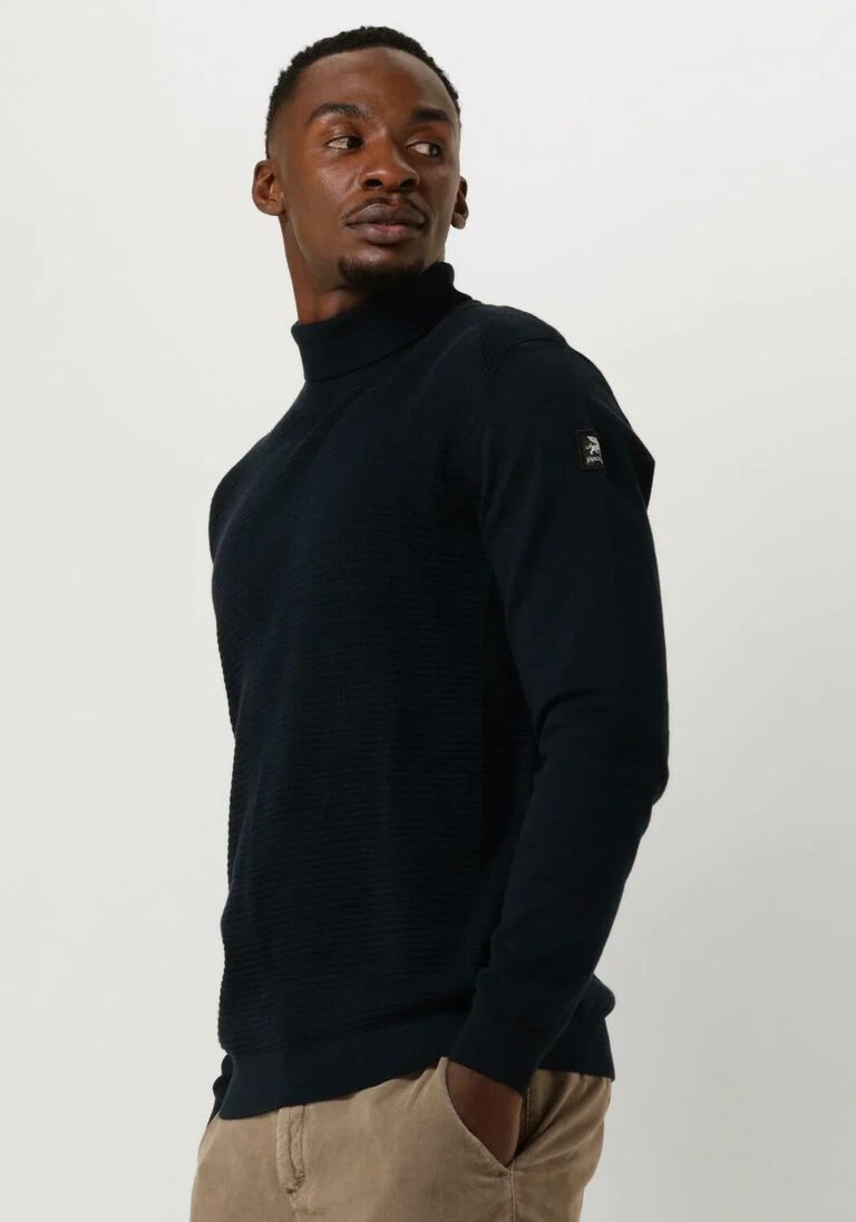 VANGUARD donkerblauwe vanguard coltrui roll neck pima cotton