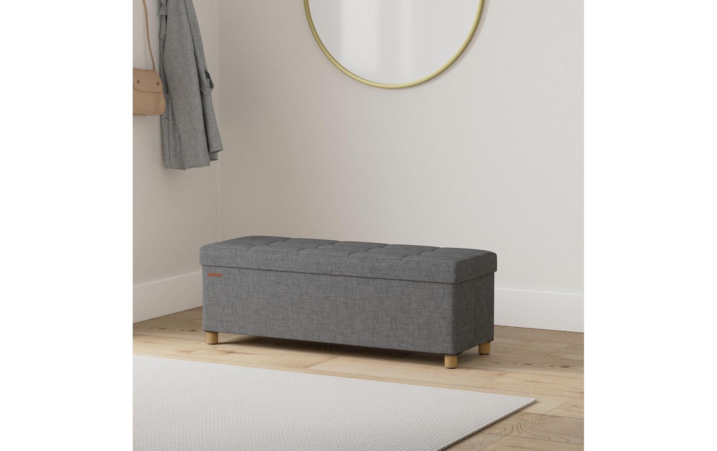 Sitztruhe Ottomane 110 x 40 cm, GrauSitzbank mit Stauraum