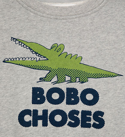 Bobo Choses Sweatshirt - Talking Crocodile - Light Heather Grey