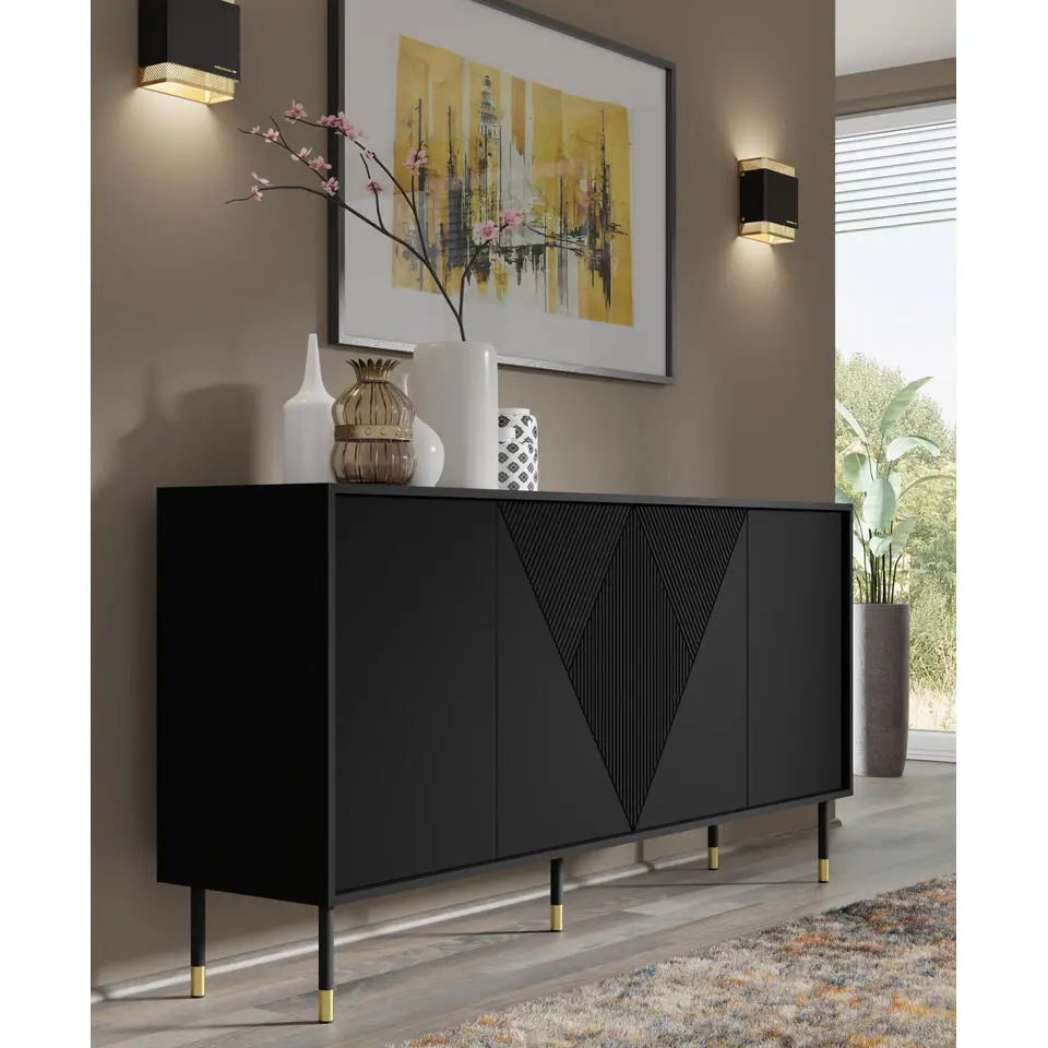WOODY dressoir 4D 180 cm mat zwart