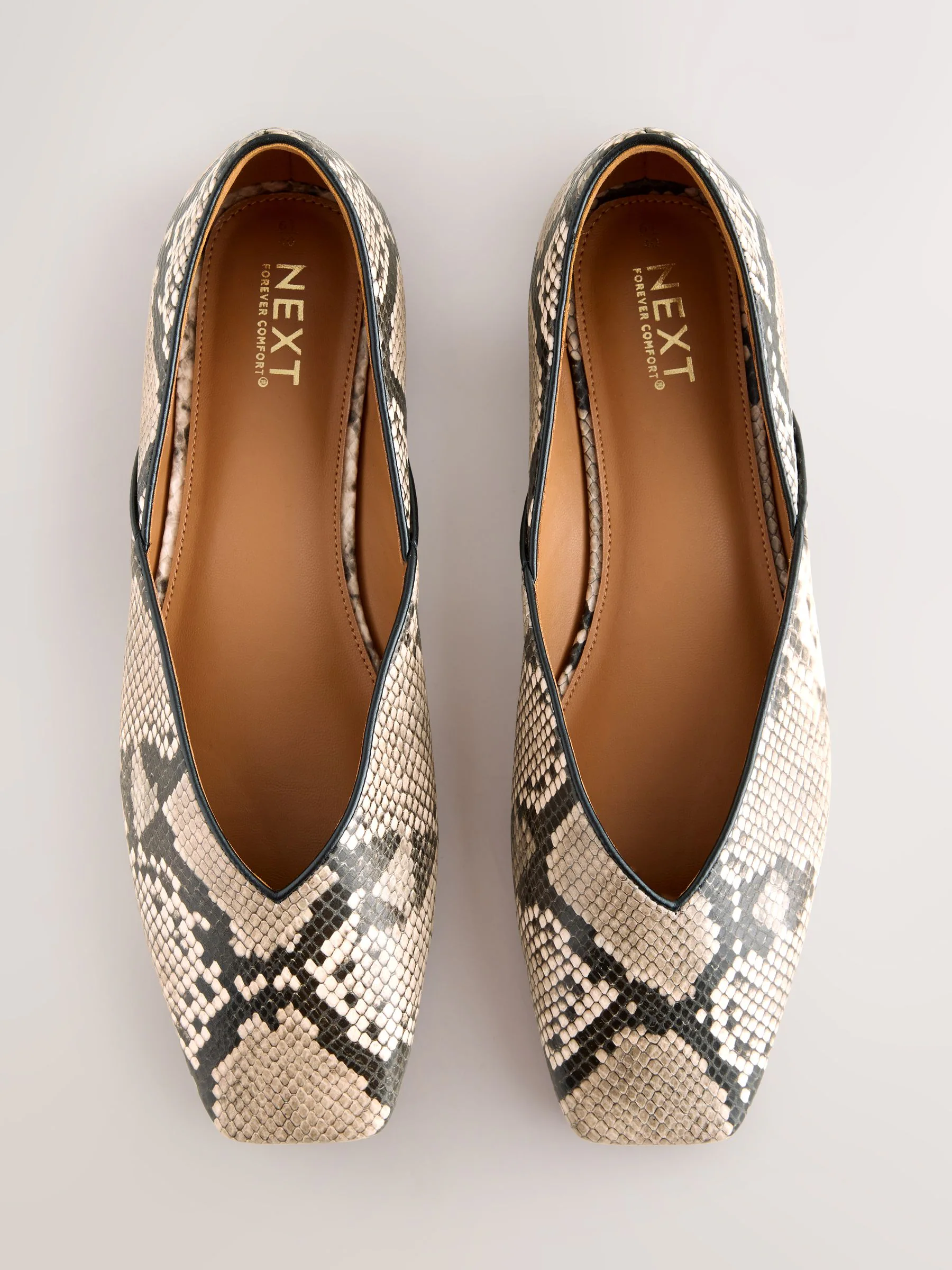 Slangenprint - Forever Comfort® ballerina's met vierkante neus