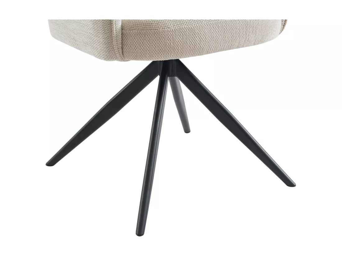 Lot de 2 chaises pivotantes avec accoudoirs en tissu et métal noir - Crème - LEJINA de Pascal Morabito