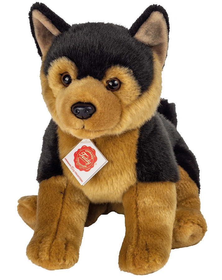 Kuscheltier SCHÄFERHUND WELPE sitzend (30cm) in schwarz/braun