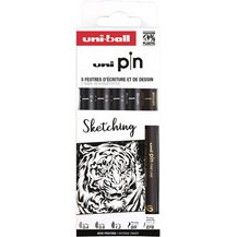 Pochette uni-ball 5 feutres pointe calibree 0.4 efbr500   coloris noir