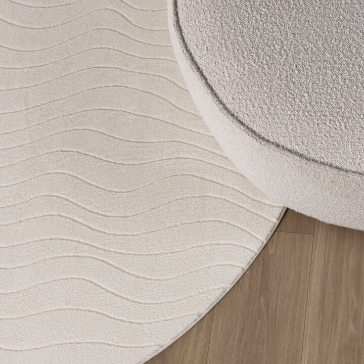 Rond Scandinavisch vloerkleed - Charm Waves Wit