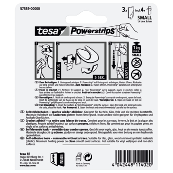 Tesa powerstrip haak trend wit 3 stuks