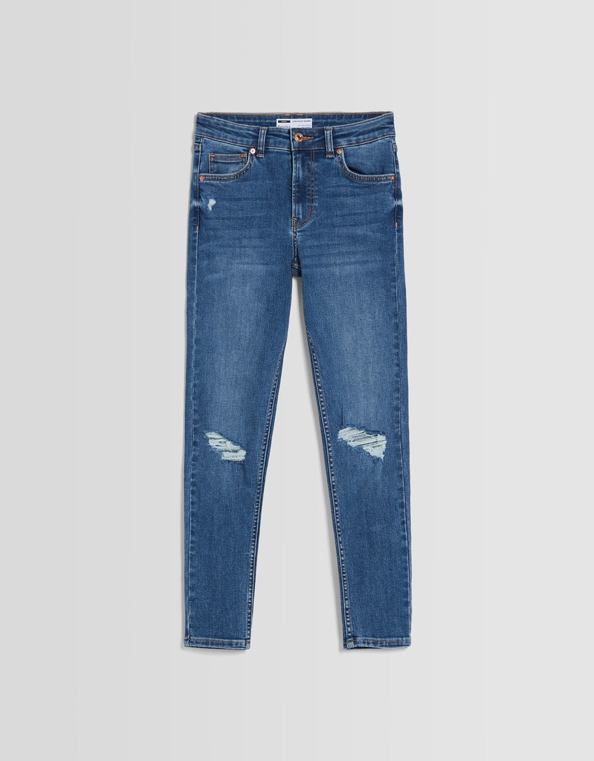 calça jeans skinny vintage de cintura baixa