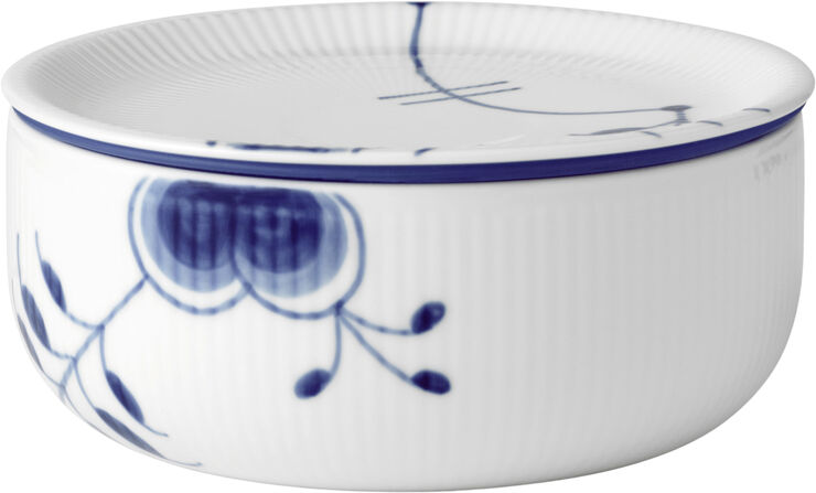 Royal Copenhagen BLÅ MEGA RIFLET OPBEVARINGSKRUKKE 15 CM Hvid