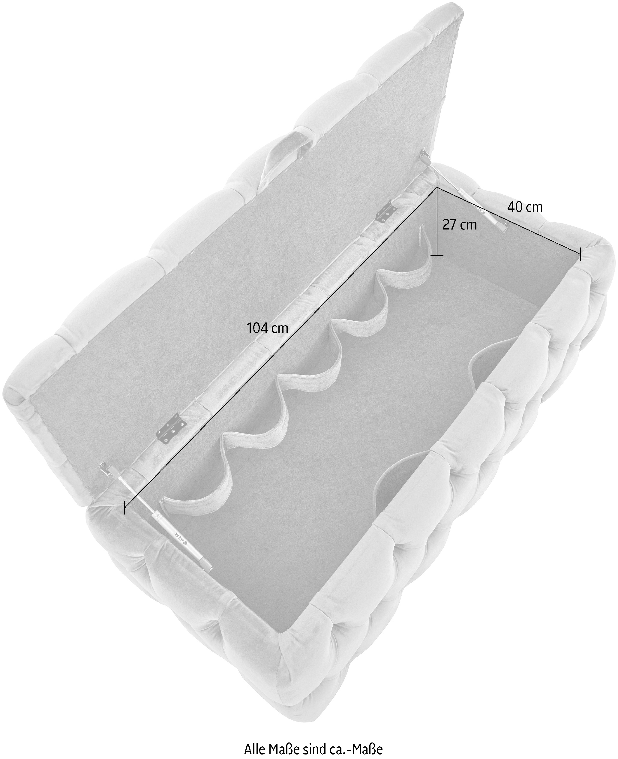 Home affaire Polsterhocker »KALINA, hochwertige Knopfheftung, B/T/H: 120/55/45 cm« mit Staufach und innenliegenden Laschen zur besseren Aufbewahrung