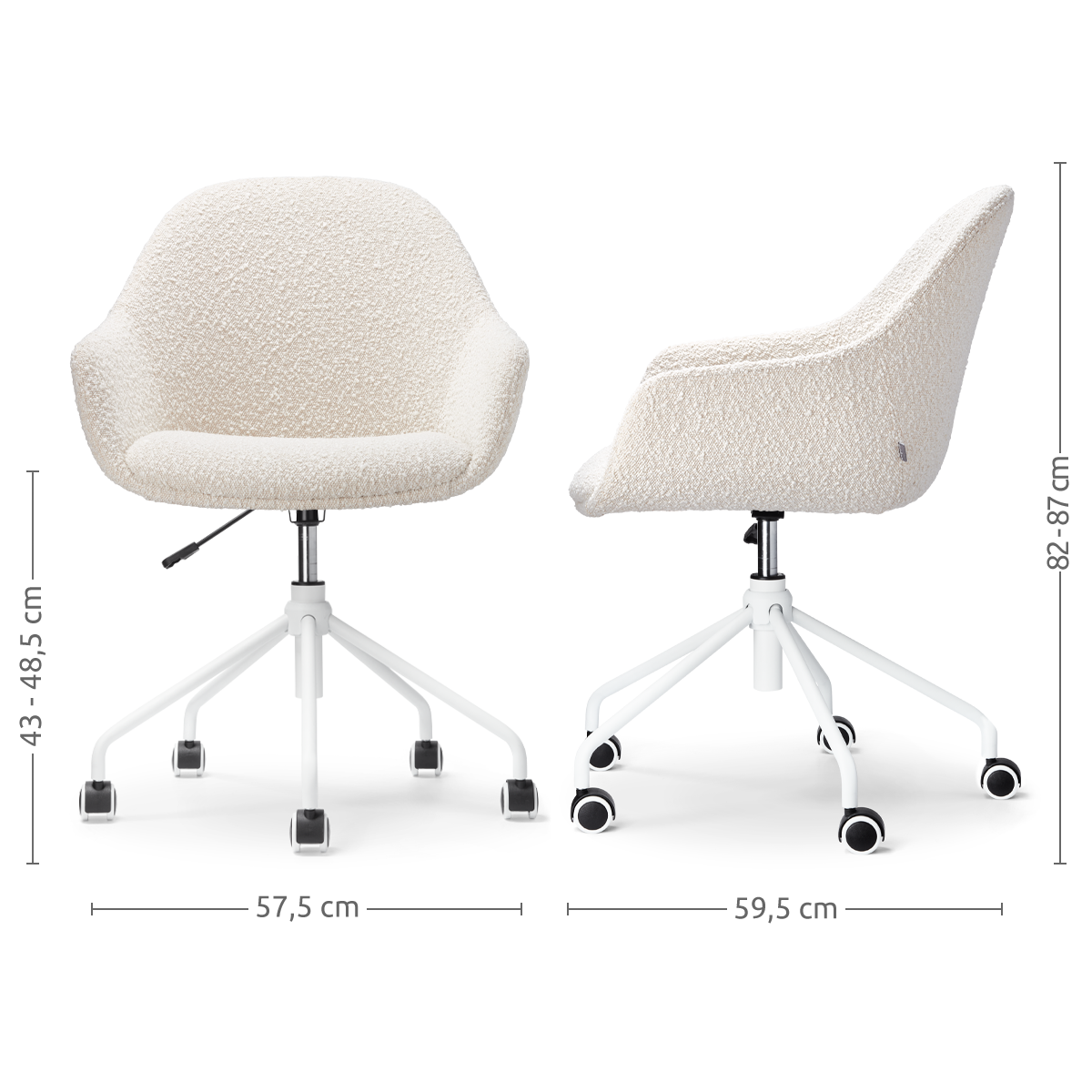 Nolon Nout-Mae Bureaustoelen Set van 2 - Bouclé Beige - Wit