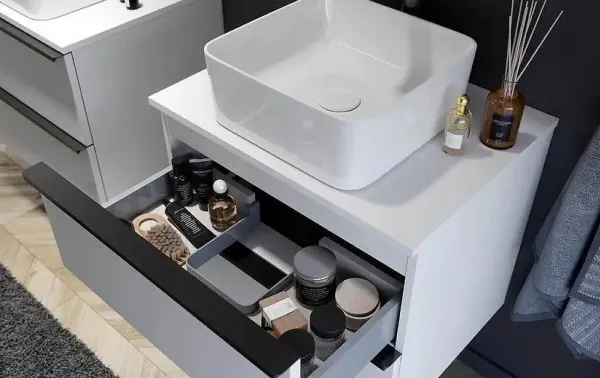Cersanit S522-027 VIRGO 80 WHITE CABINET WITH BLATH WHITE HANDLE BLACK ZMONT // CER.VIRGO-BLAT-80-BIAŁA-UCH-CZ