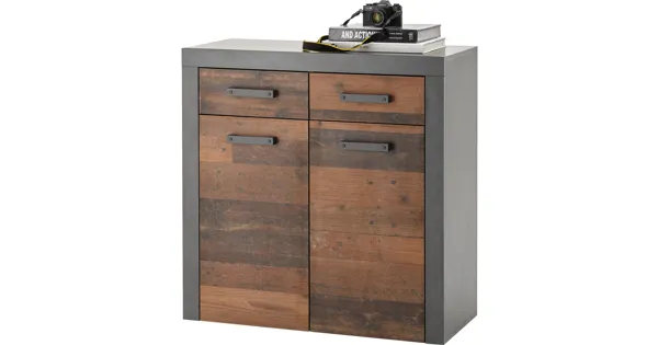 Kommode India 90 Dekor Old Wood Matera anthrazit 90 x 92 x 38 cm