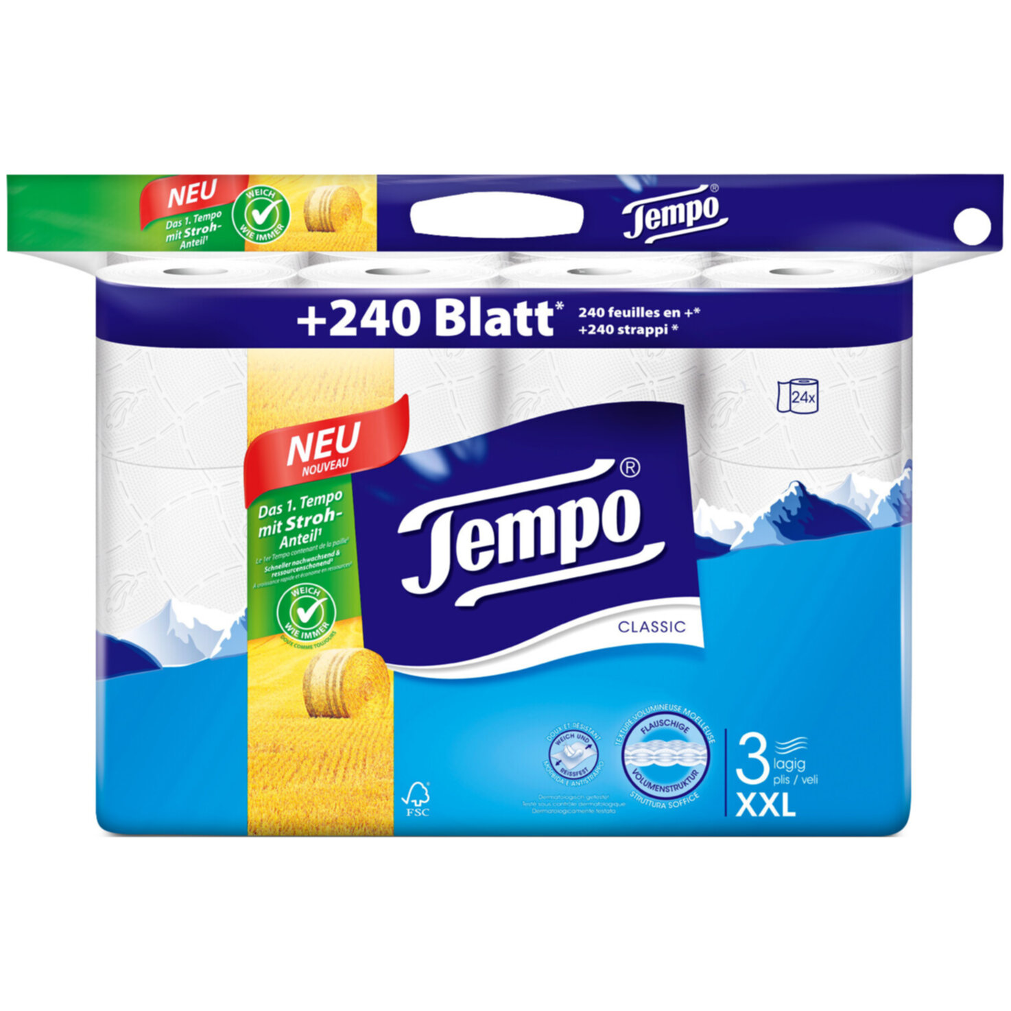 Tempo Classic Toilettenpapier 3-lagig 24 Rollen
