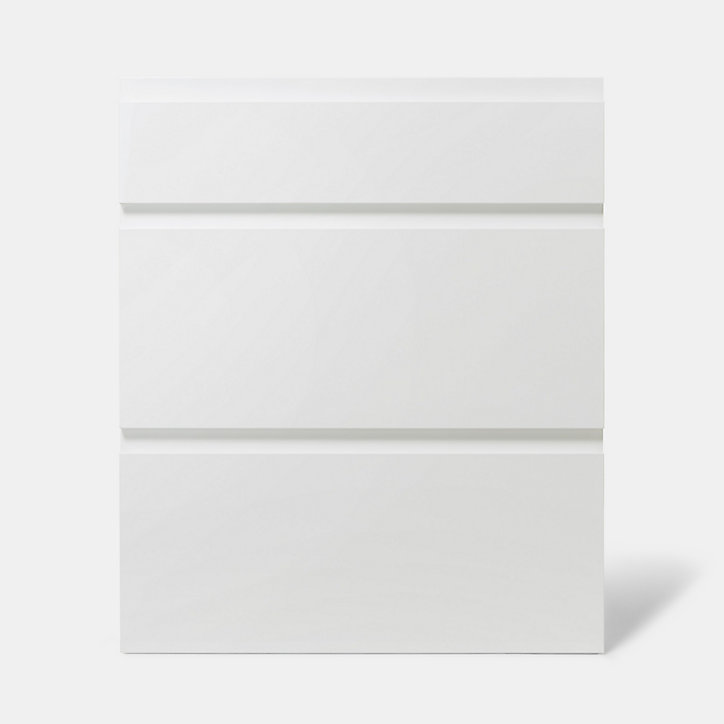 Façade de cuisine 1 tiroir et 2 casseroliers Garcinia blanc brillant l. 60 cm x H. 72 cm GoodHome