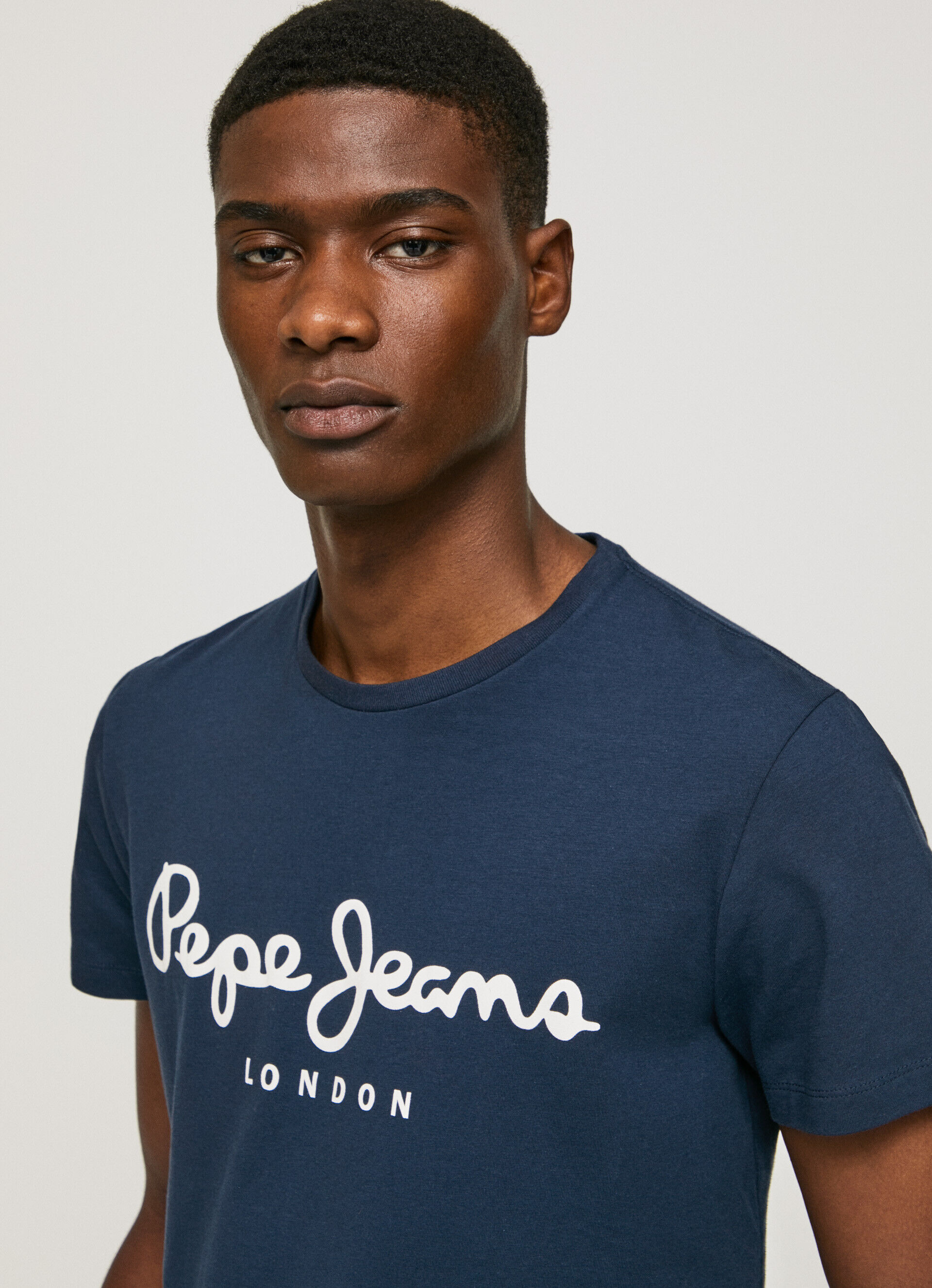 CAMISETA DE ALGODÃO DE MANGA CURTA - azul marinho