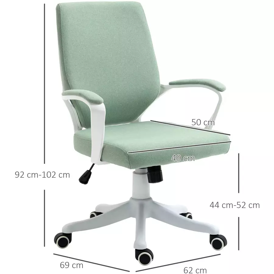 Vinsetto Bürostuhl ergonomisches liniendesign, weiche Polsterung grünweiß