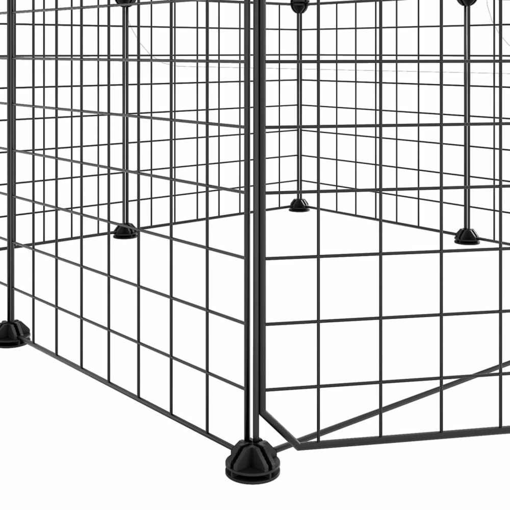 Cage animaux de compagnie à 8 panneaux et porte noir 35x35 cm