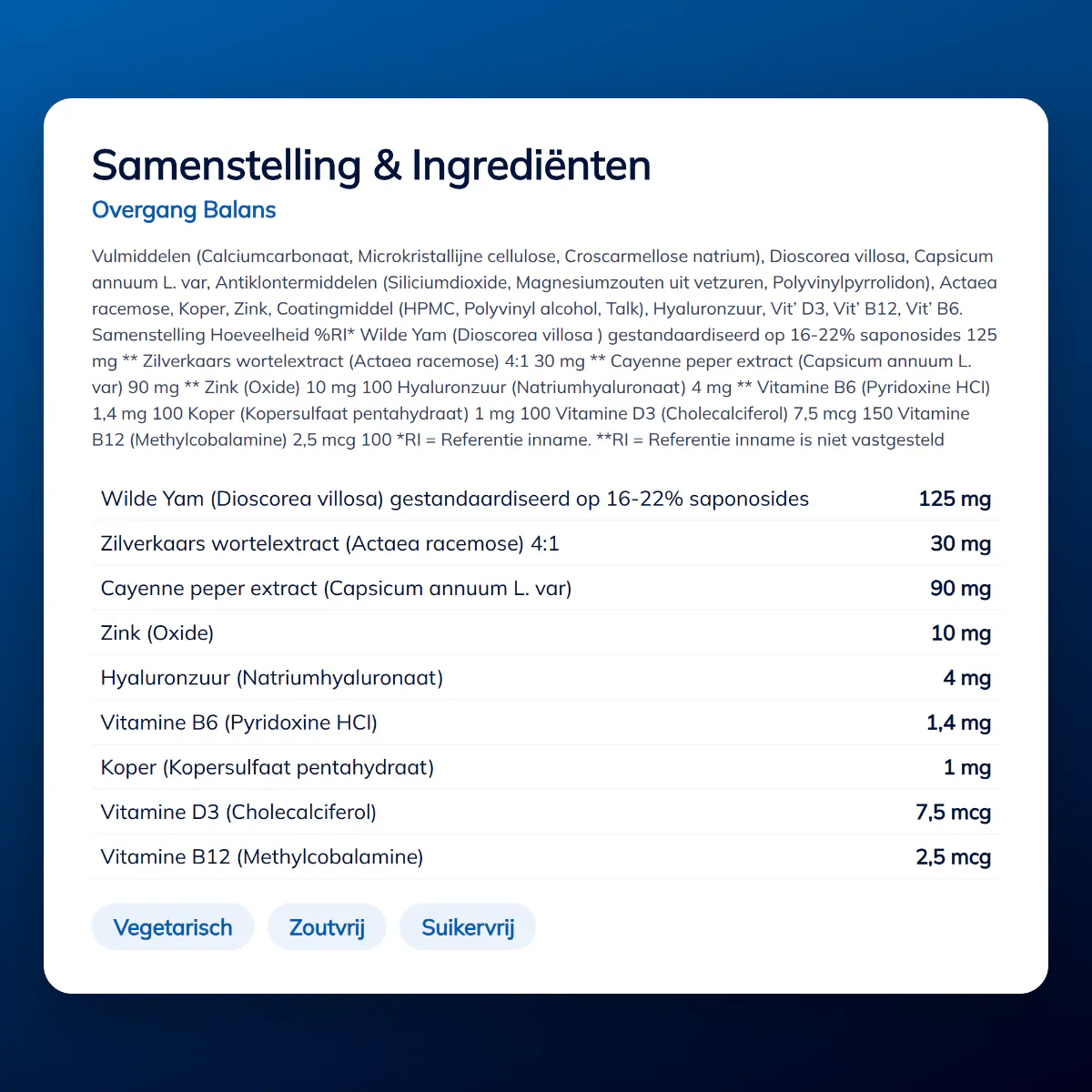 Overgang Balans tabletten