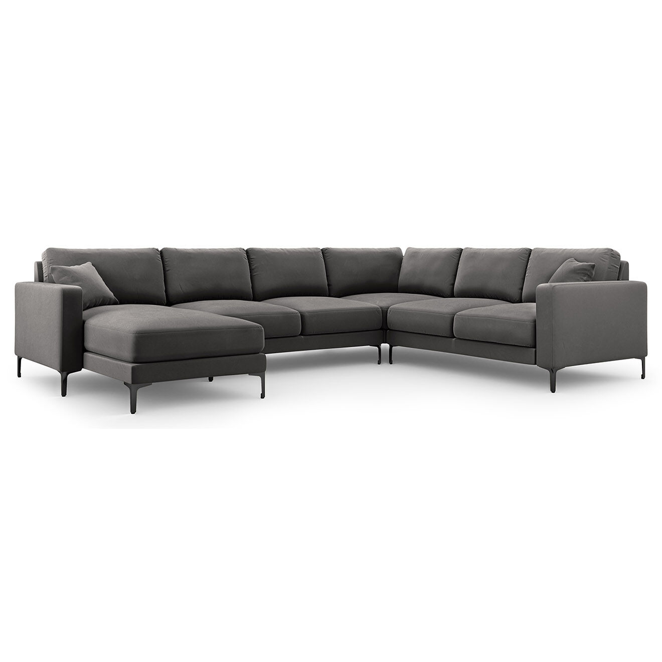 Mazzini Sofas Canapé Panoramique droit Velours Venus 6 Places gris - 326x236x90 cm