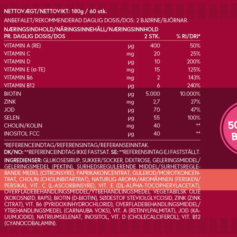 VitaYummy Hair & Nails Peach 60 Pieces