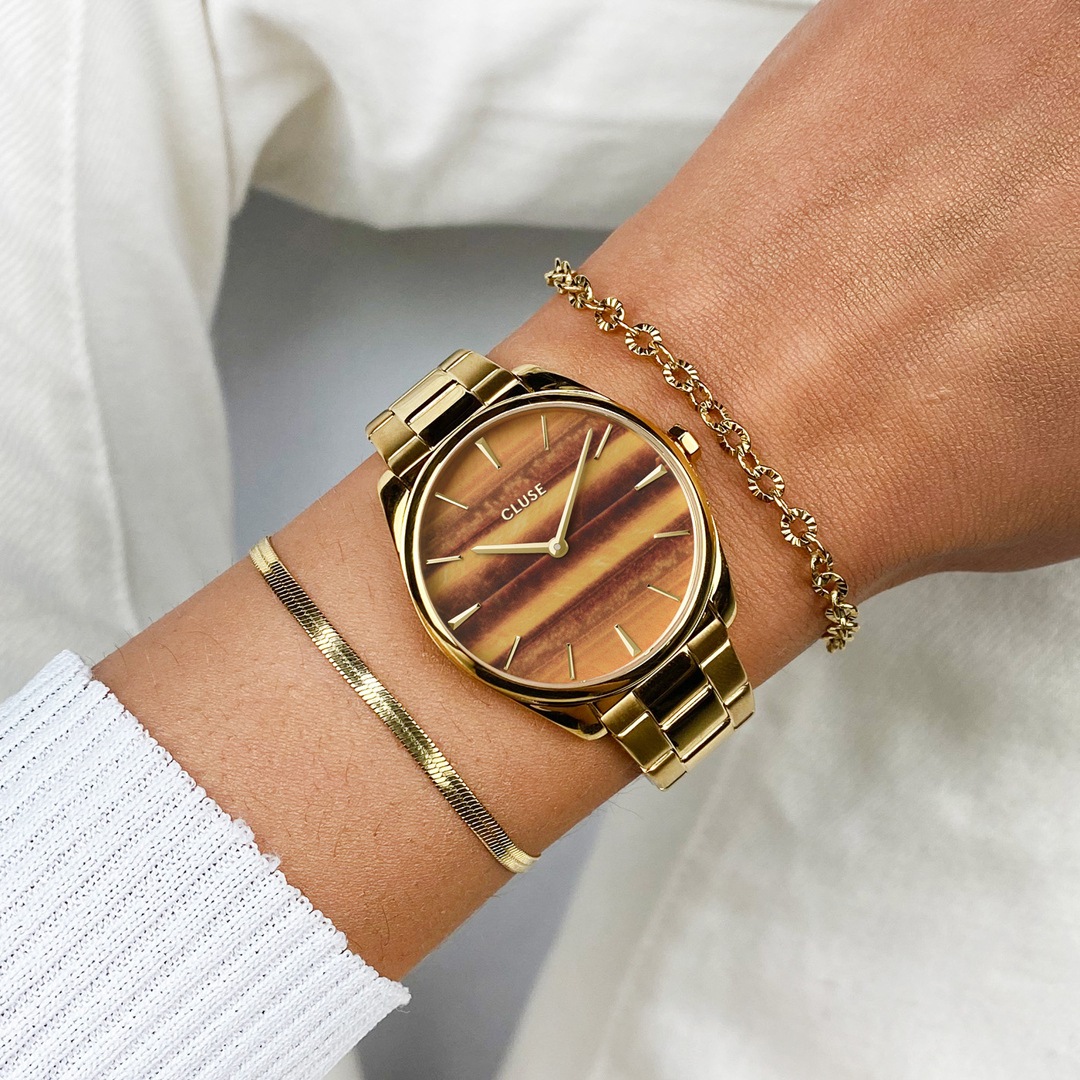 Cluse Féroce Petite Tiger's Eye Gold