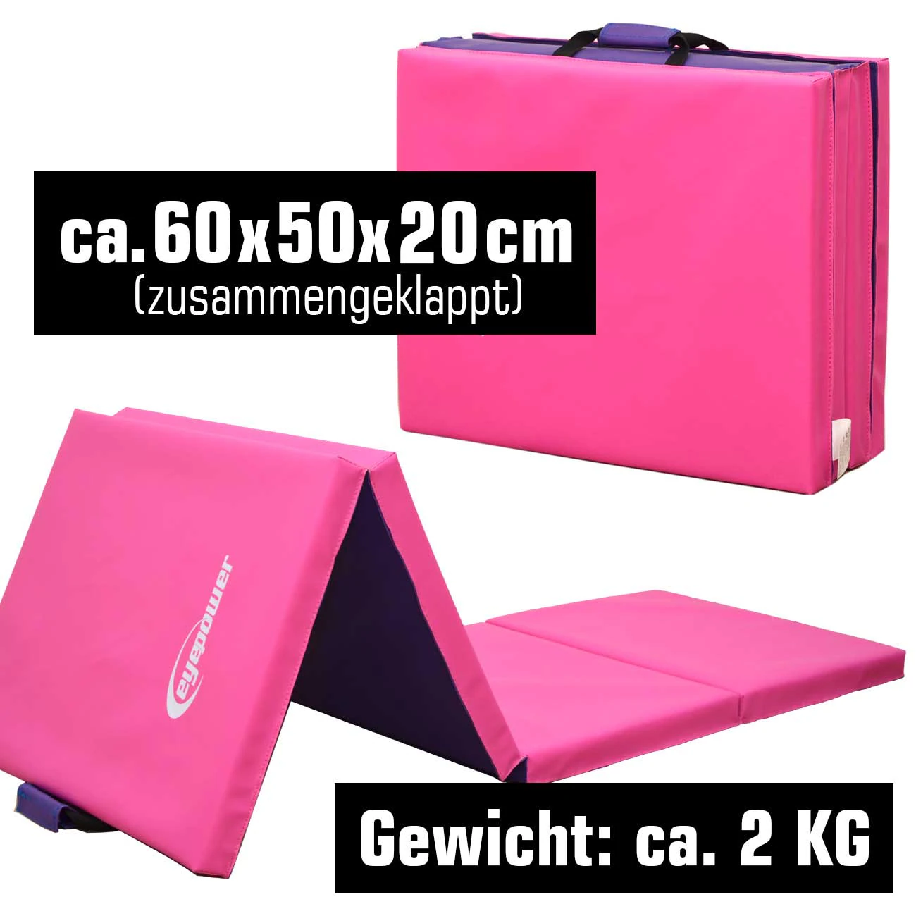 XL Gymnastikmatte 200x60x5cm - Faltbare Turnmatte