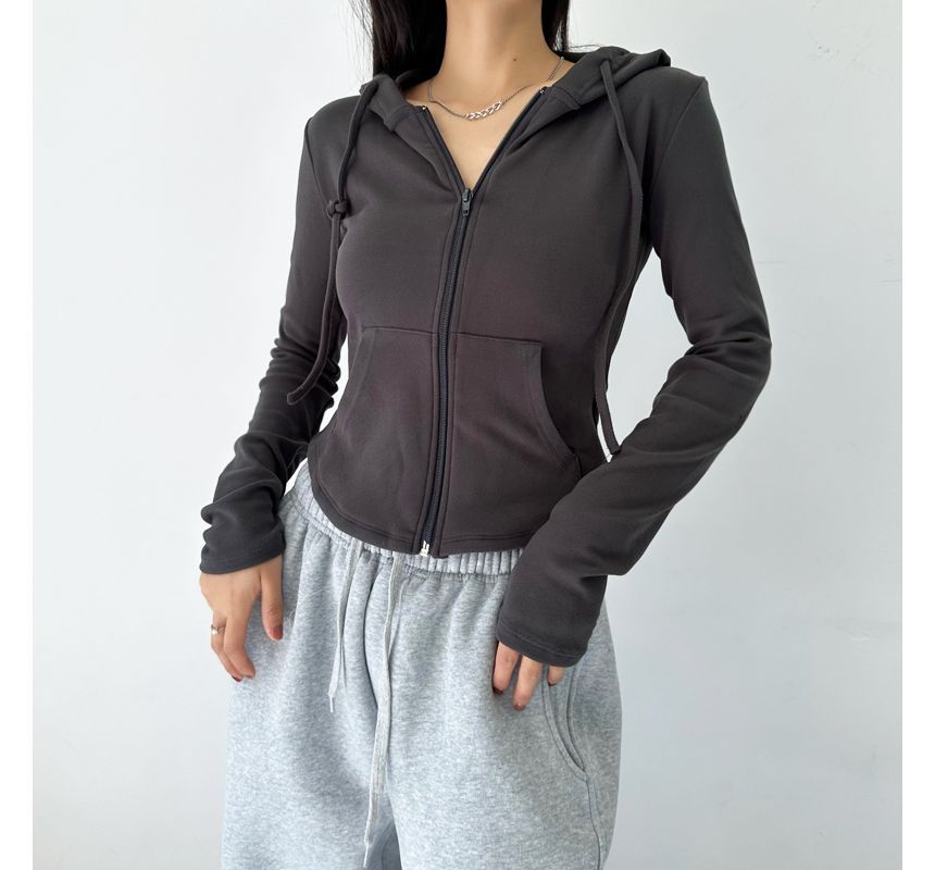 Tiny House - Effen cropped hoodie met rits