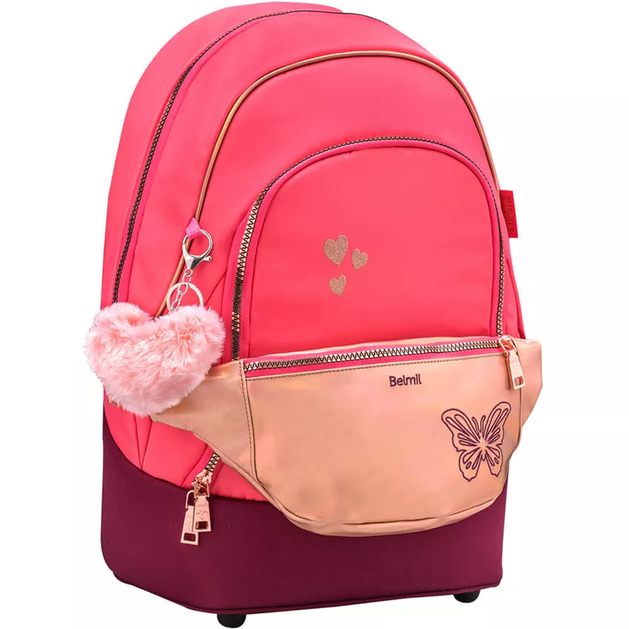 Belmil Schulrucksack 2-IN-1 Schulrucksack & Gürteltasche Coral