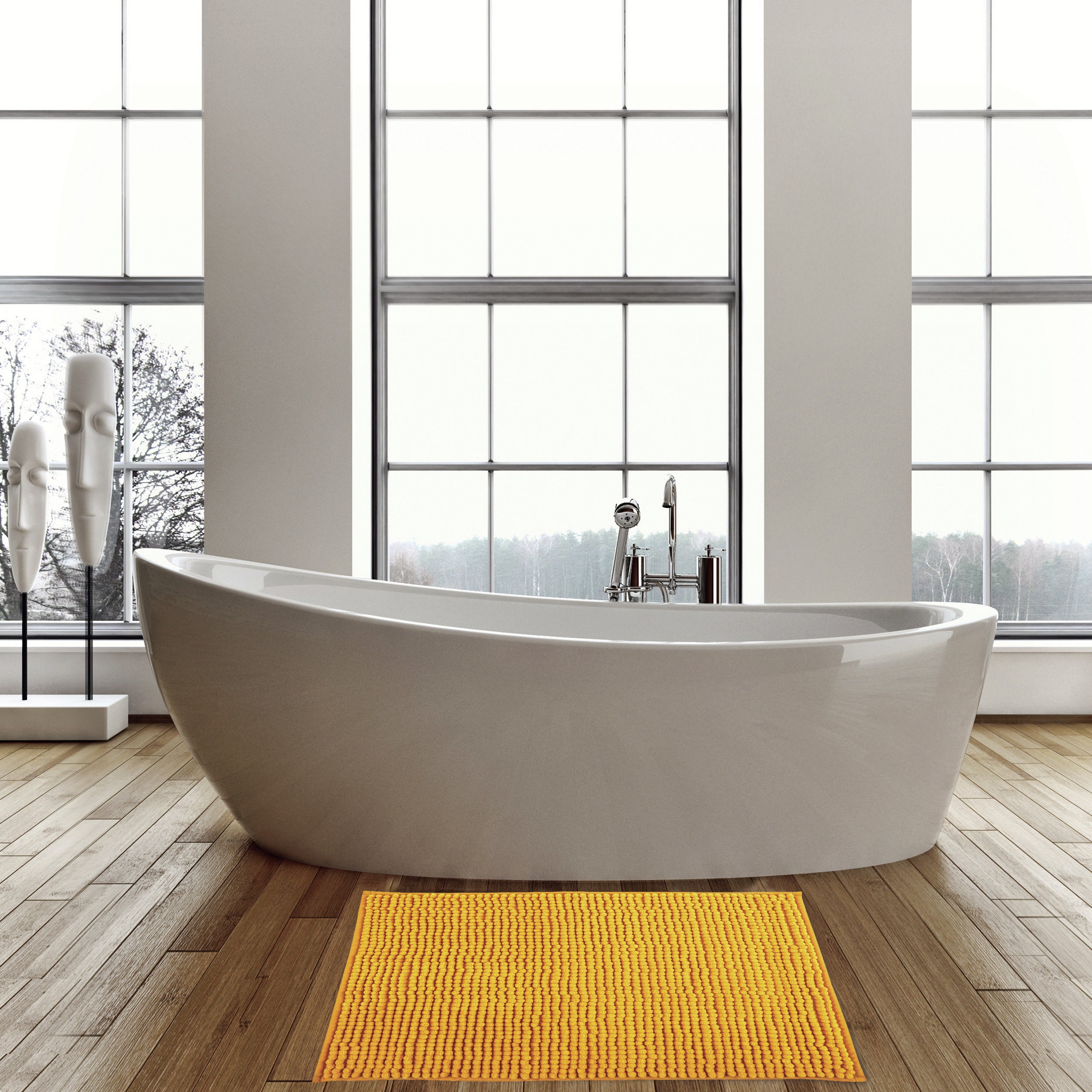 MSV Badkamerkleed|badmat voor op de vloer - saffraan geel - 60 x 90 cm